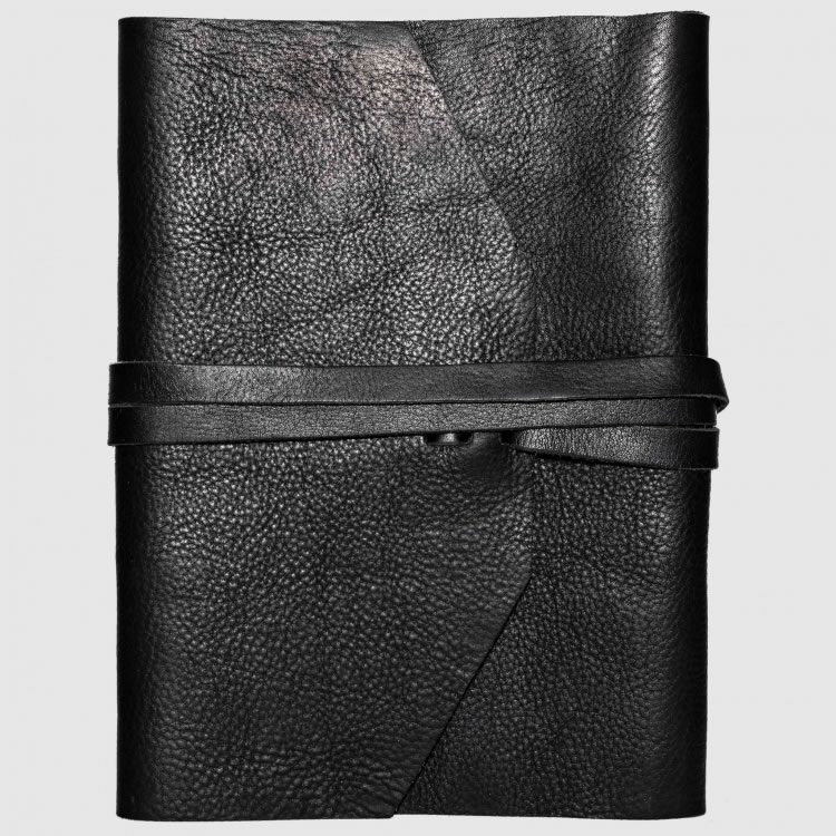 Vintage Leather Wrap Journal Black Front